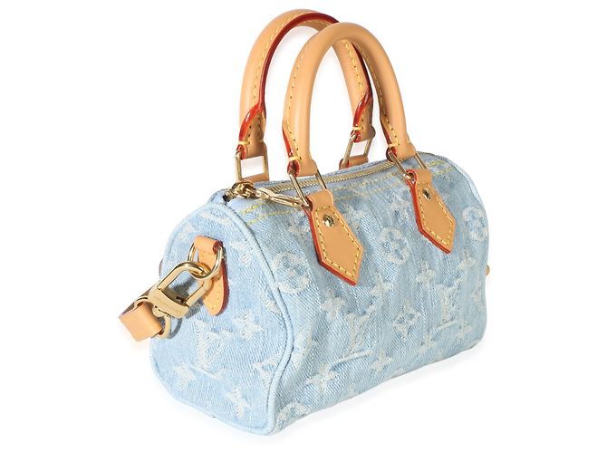 Louis Vuitton Sky Blue Monogram Denim Nano Speedy - vista 4
