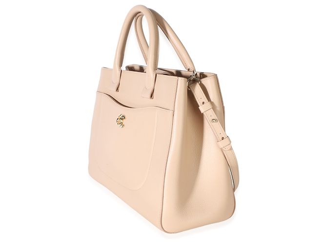 Borsa Shopper Chanel Medium Neo Executive in Pelle di Vitello Granulata Light Beige - vista 3