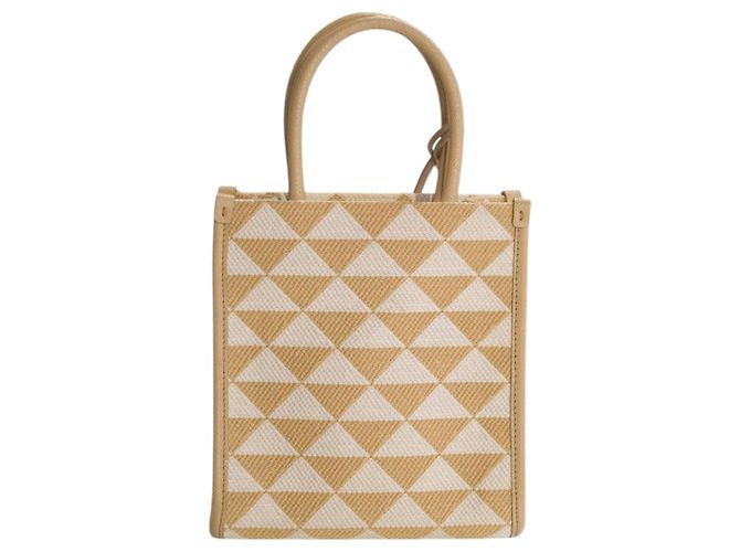Prada Symbole Mini Tote in tessuto ricamato e pelle Saffiano - vista 5