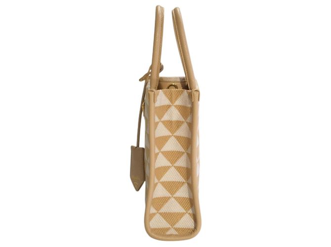 Prada Symbole Mini Tote in tessuto ricamato e pelle Saffiano - vista 7