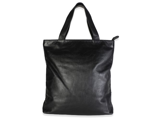 Gabrielle Chanel Vintage CC Tote aus geprägtem schwarzem Lammleder - Ansicht 7