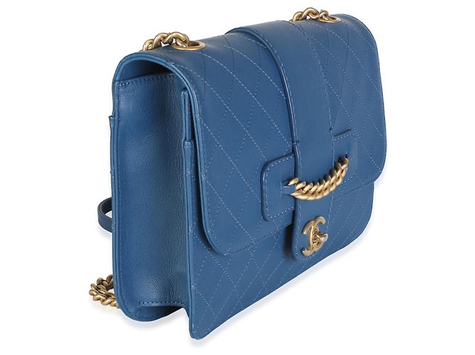 Gabrielle Borsa a patta Chanel Blue Quilted Calfskin con catena frontale - vista 4