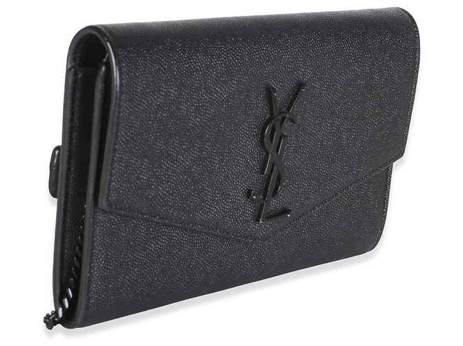 Autre Marque Portafoglio a catena Saint Laurent Uptown in pelle Grain de Poudre nera - vista 2