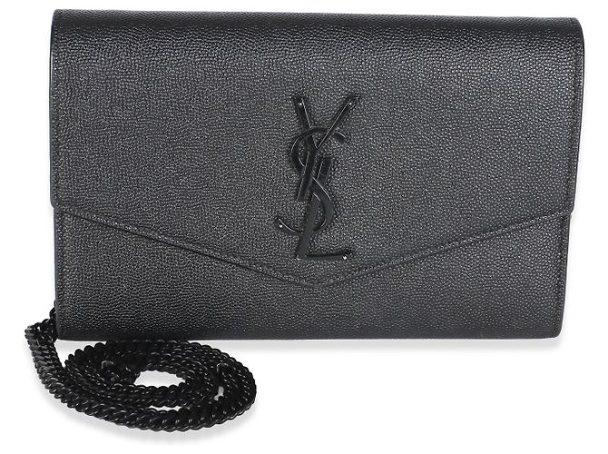 Autre Marque Portafoglio a catena Saint Laurent Uptown in pelle Grain de Poudre nera - vista 7