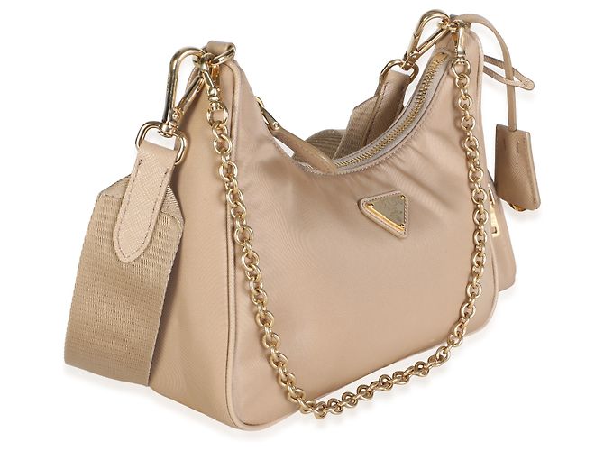 Bolso de hombro Prada Re-Edition 2005 en Re-Nylon Camel - vista 4