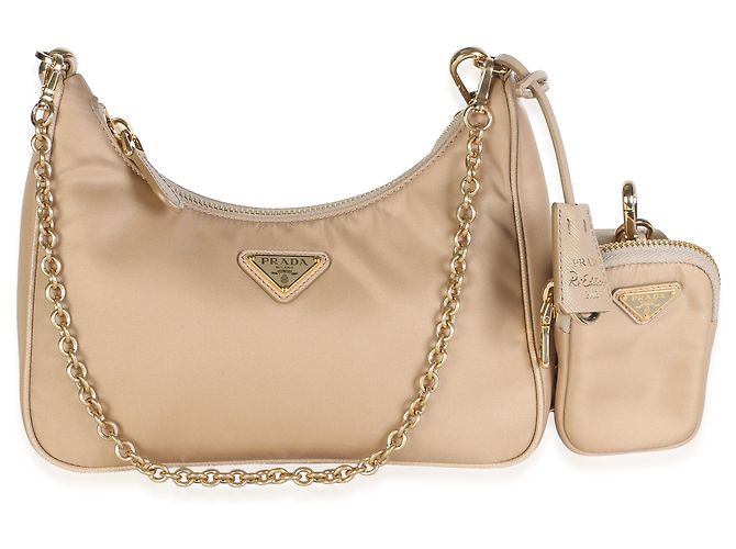 Bolso de hombro Prada Re-Edition 2005 en Re-Nylon Camel - vista 8