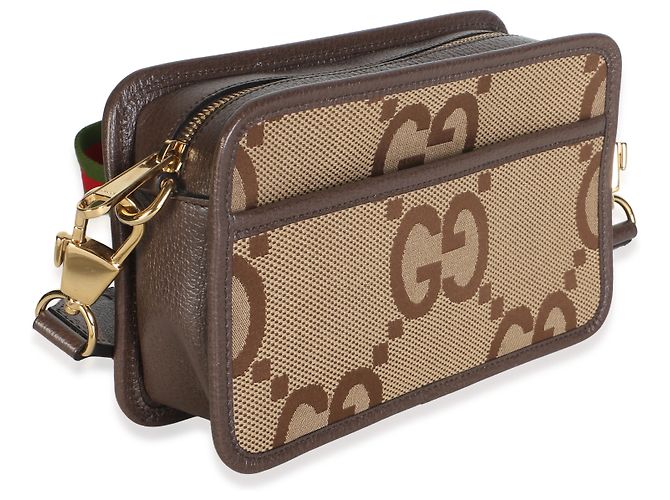 Dionysus Bolsa Mini Messenger Gucci em lona Jumbo GG Camel, couro de bezerro texturizado Dollar e faixa Web - vista 2