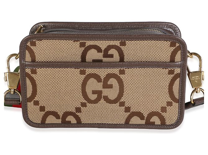 Dionysus Bolsa Mini Messenger Gucci em lona Jumbo GG Camel, couro de bezerro texturizado Dollar e faixa Web - vista 3