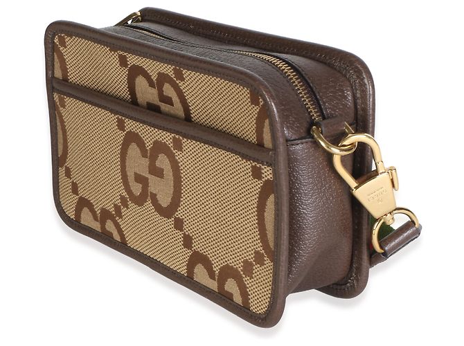 Dionysus Bolsa Mini Messenger Gucci em lona Jumbo GG Camel, couro de bezerro texturizado Dollar e faixa Web - vista 4