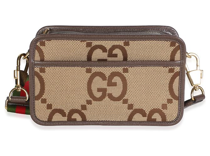Dionysus Bolsa Mini Messenger Gucci em lona Jumbo GG Camel, couro de bezerro texturizado Dollar e faixa Web - vista 8