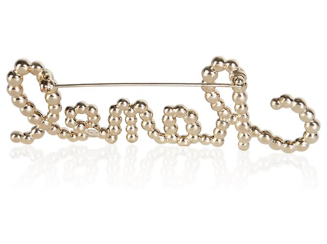 Gabrielle Broche Chanel 2019 chapado en oro con script, perlas falsas y strass - vista 3