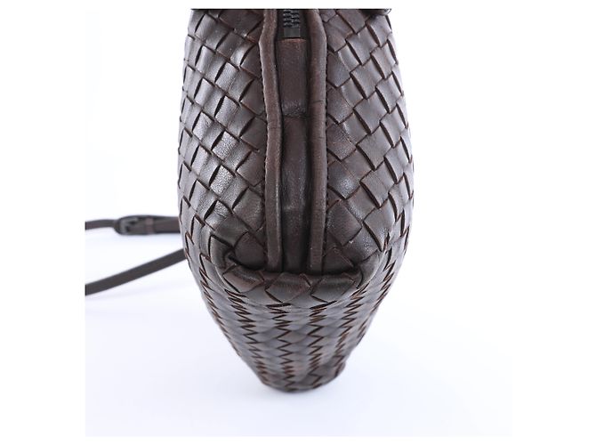 Borsa a tracolla Bottega Veneta Nodini in pelle Intrecciato Marrone - vista 10