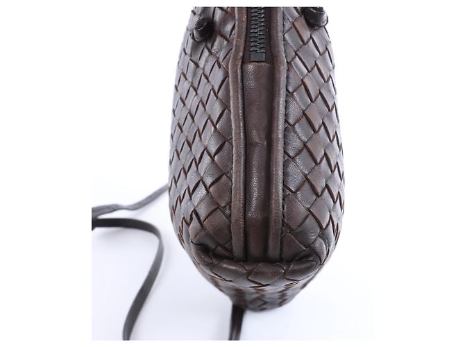 Borsa a tracolla Bottega Veneta Nodini in pelle Intrecciato Marrone - vista 11