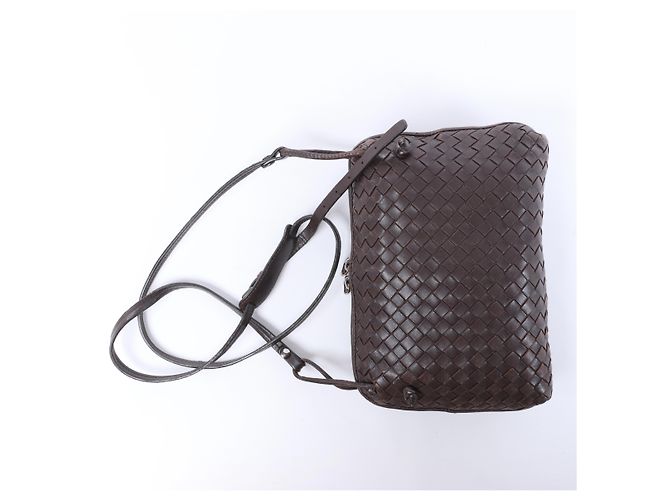 Borsa a tracolla Bottega Veneta Nodini in pelle Intrecciato Marrone - vista 12