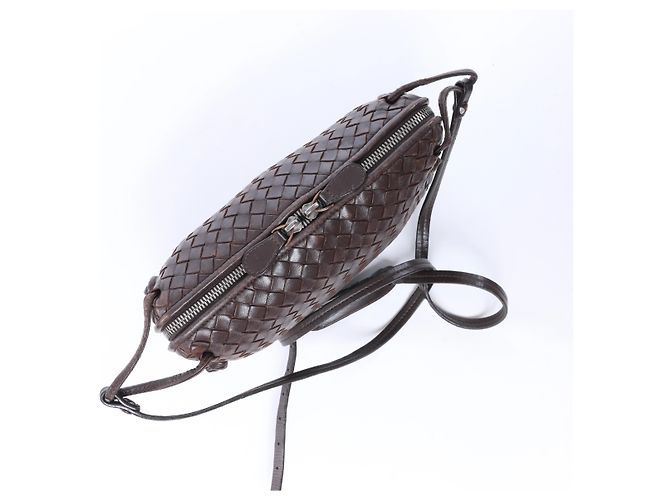 Borsa a tracolla Bottega Veneta Nodini in pelle Intrecciato Marrone - vista 13