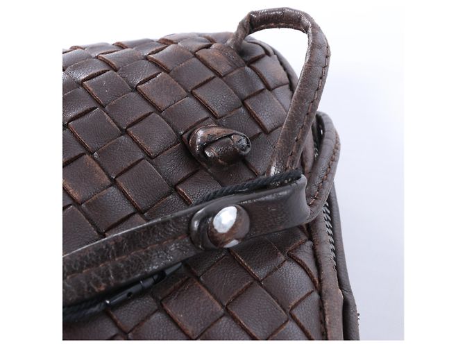 Borsa a tracolla Bottega Veneta Nodini in pelle Intrecciato Marrone - vista 14