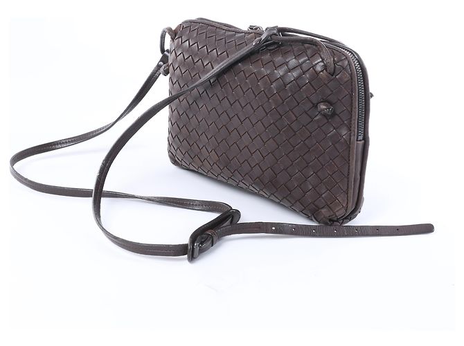 Borsa a tracolla Bottega Veneta Nodini in pelle Intrecciato Marrone - vista 2