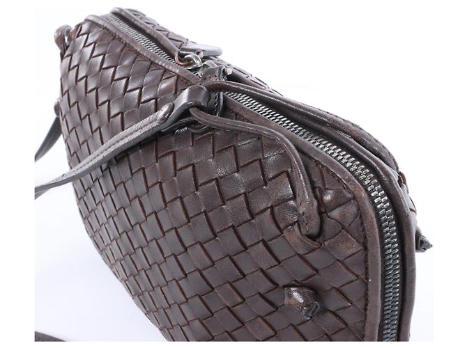 Borsa a tracolla Bottega Veneta Nodini in pelle Intrecciato Marrone - vista 3