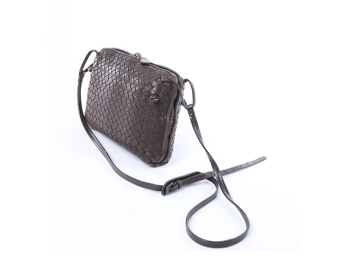 Borsa a tracolla Bottega Veneta Nodini in pelle Intrecciato Marrone - vista 4