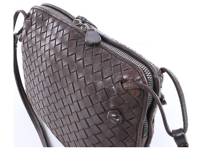 Borsa a tracolla Bottega Veneta Nodini in pelle Intrecciato Marrone - vista 5