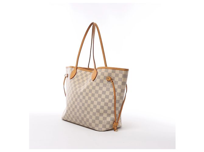 Borsa a tracolla Louis Vuitton Neverfull MM Damier Azur in Beige N51107 - vista 3