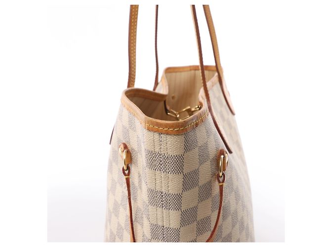 Borsa a tracolla Louis Vuitton Neverfull MM Damier Azur in Beige N51107 - vista 4