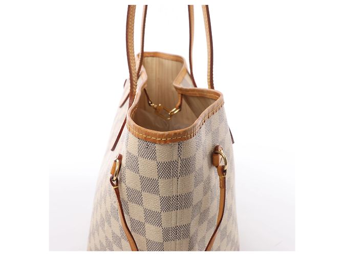 Borsa a tracolla Louis Vuitton Neverfull MM Damier Azur in Beige N51107 - vista 5