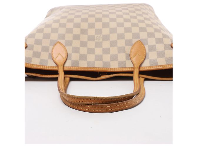 Borsa a tracolla Louis Vuitton Neverfull MM Damier Azur in Beige N51107 - vista 6