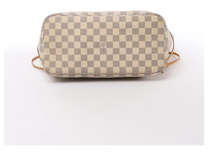 Borsa a tracolla Louis Vuitton Neverfull MM Damier Azur in Beige N51107 - vista 7