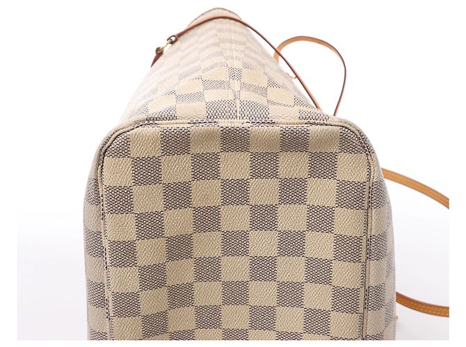 Borsa a tracolla Louis Vuitton Neverfull MM Damier Azur in Beige N51107 - vista 9