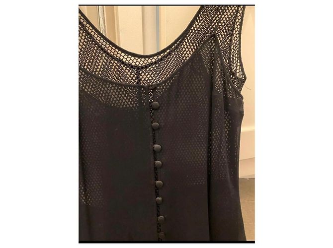 Autre Marque Vestido Extē negro asimétrico de encaje y seda - vista 3