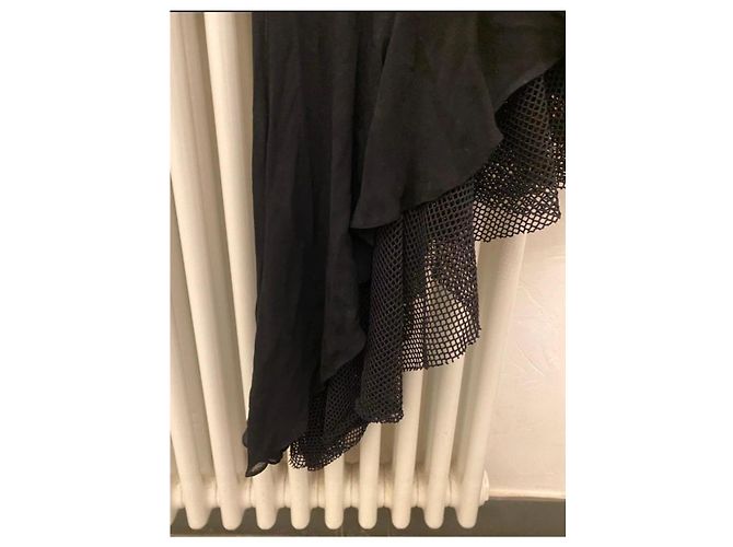 Autre Marque Vestido Extē negro asimétrico de encaje y seda - vista 4