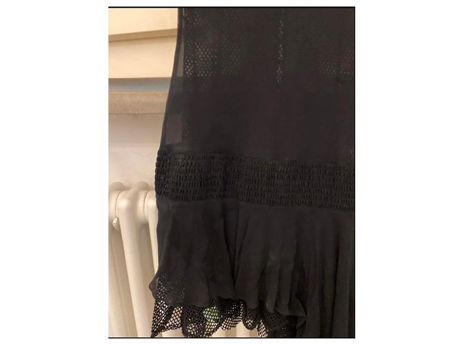 Autre Marque Vestido Extē negro asimétrico de encaje y seda - vista 5