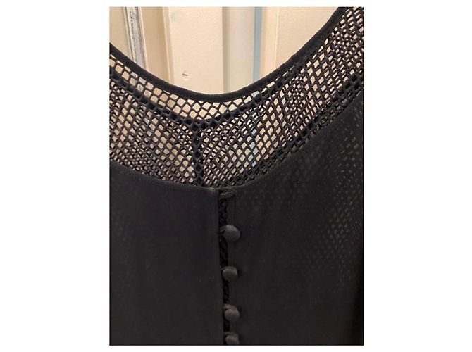 Autre Marque Vestido Extē negro asimétrico de encaje y seda - vista 6