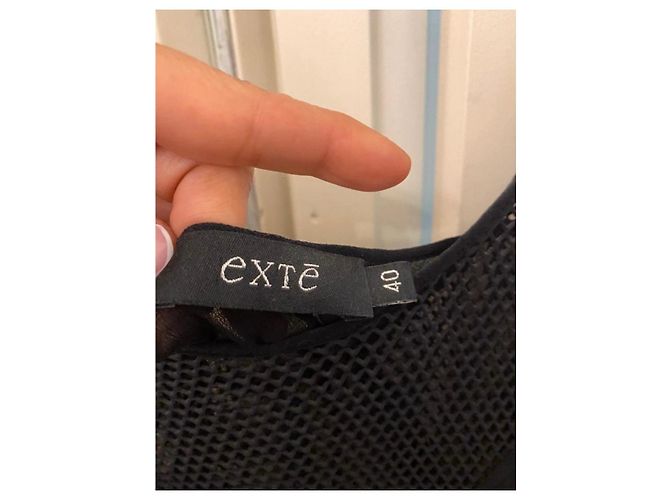 Autre Marque Vestido Extē negro asimétrico de encaje y seda - vista 7