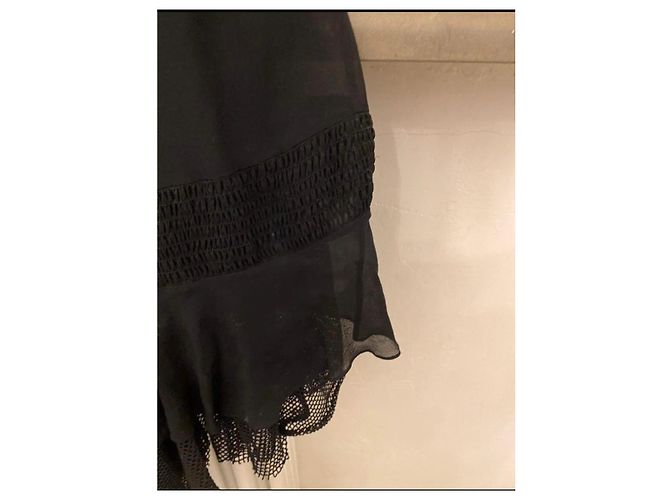 Autre Marque Vestido Extē negro asimétrico de encaje y seda - vista 8