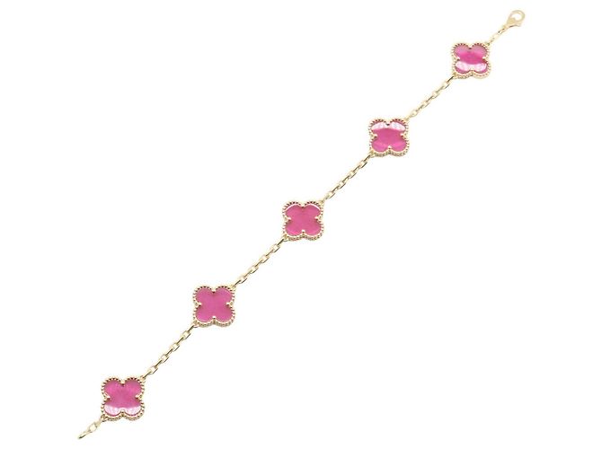 Bracciale charm Vintage Alhambra in smalto rosa Van Cleef & Arpels - vista 3