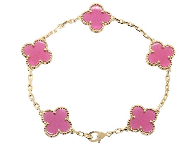 Bracciale Van Cleef & Arpels Vintage Alhambra in smalto rosa - vista 2