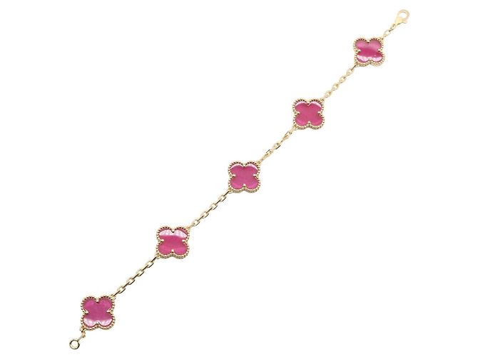 Bracciale Van Cleef & Arpels Vintage Alhambra in smalto rosa - vista 3