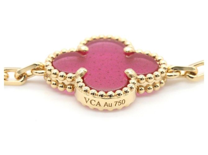 Bracciale Van Cleef & Arpels Vintage Alhambra in smalto rosa - vista 4