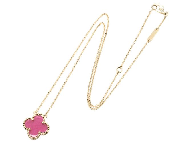 Collana Van Cleef & Arpels Vintage Alhambra in smalto rosa - vista 2