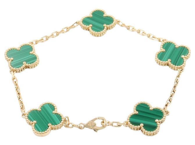 Bracciale Van Cleef & Arpels Vintage Alhambra Malachite 5P - vista 2