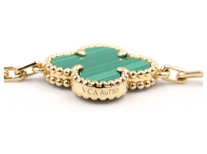Bracciale Van Cleef & Arpels Vintage Alhambra Malachite 5P - vista 4