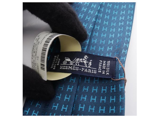 Silk In Hermès Hermes Seidenkrawatte Blau - Ansicht 4
