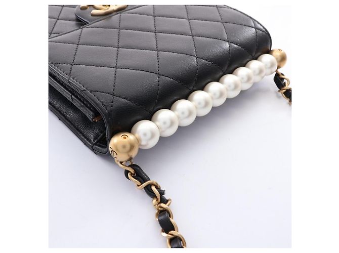 Borsa a tracolla Chanel Matelassé in pelle nera - vista 11