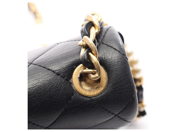 Borsa a tracolla Chanel Matelassé in pelle nera - vista 10