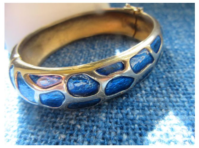 Autre Marque Trifari Armreif mit blauem Emaille - Ansicht 3