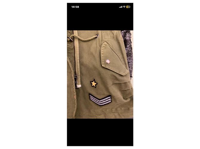 Autre Marque Parka So Tweed vert militaire à manches à paillettes - vue 3