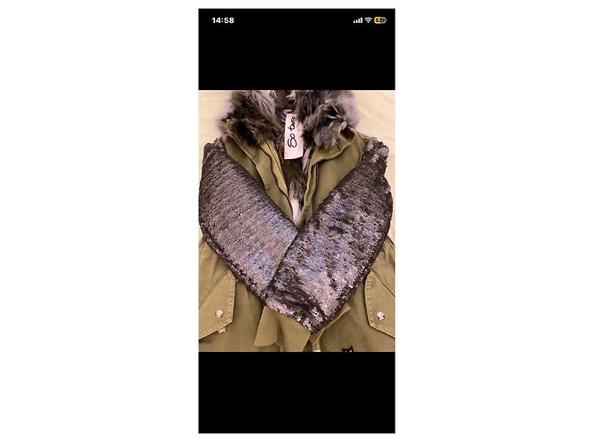 Autre Marque Parka So Tweed vert militaire à manches à paillettes - vue 4