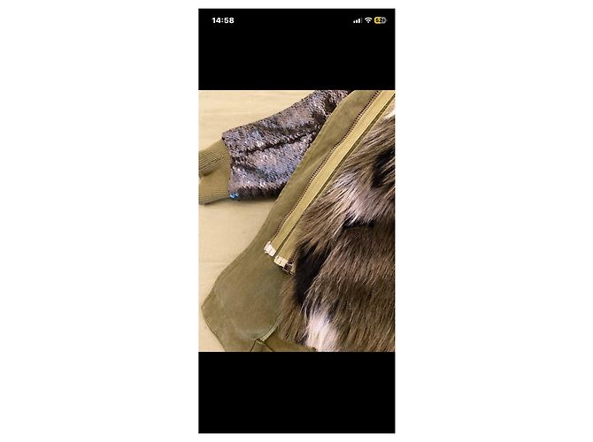 Autre Marque Parka So Tweed vert militaire à manches à paillettes - vue 6